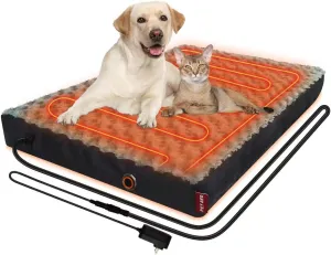 Heated Dog Bed with12V24V Safe Voltage, Electric Heating Arthritis Orthopedic Dog Bed with Thickened Memory Foam, Heated Pet Bed with Waterproof Cover for Medium Dogs, Large Dogs (Medium)