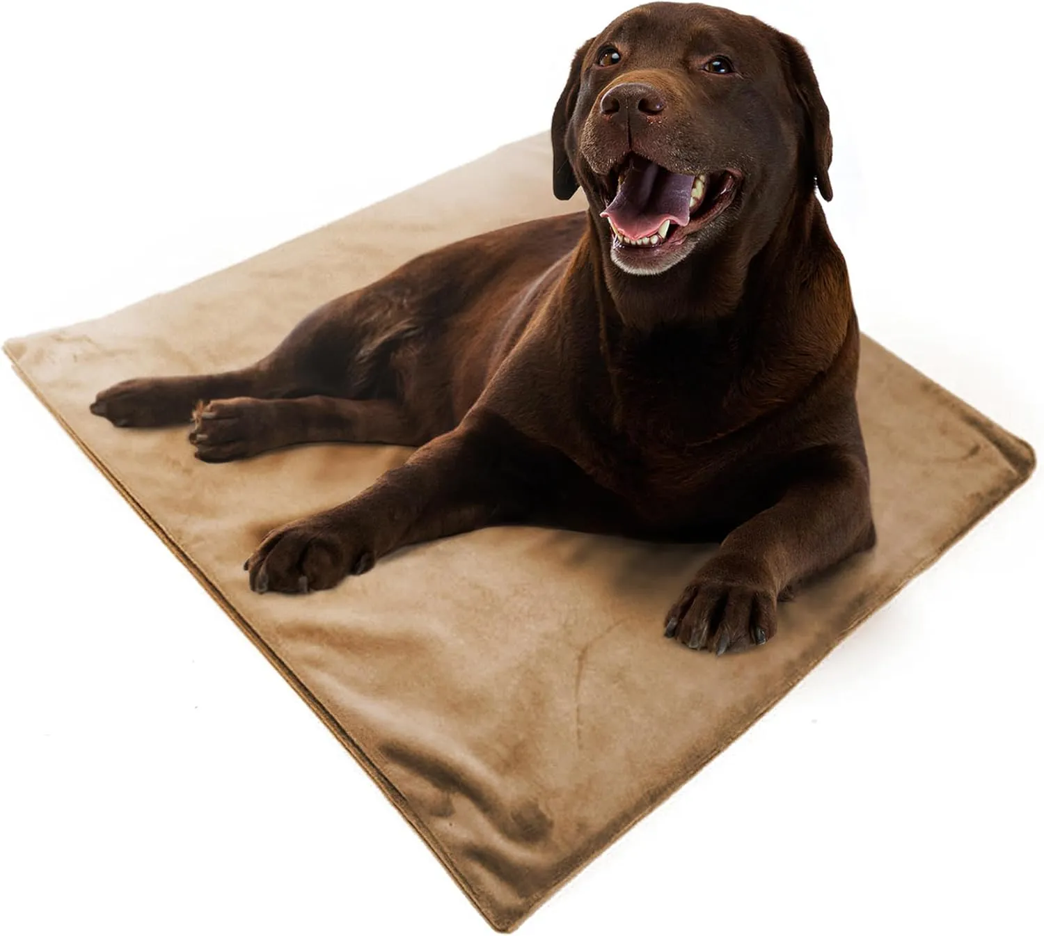 HeatTrak Pet Heating Pad | Temperature Regulated Dog Bed | Waterproof Electric Heated Mat for Dogs and Cats |Chew Resistant Cord and Safe Indoor Use | 24"x36" | Brown