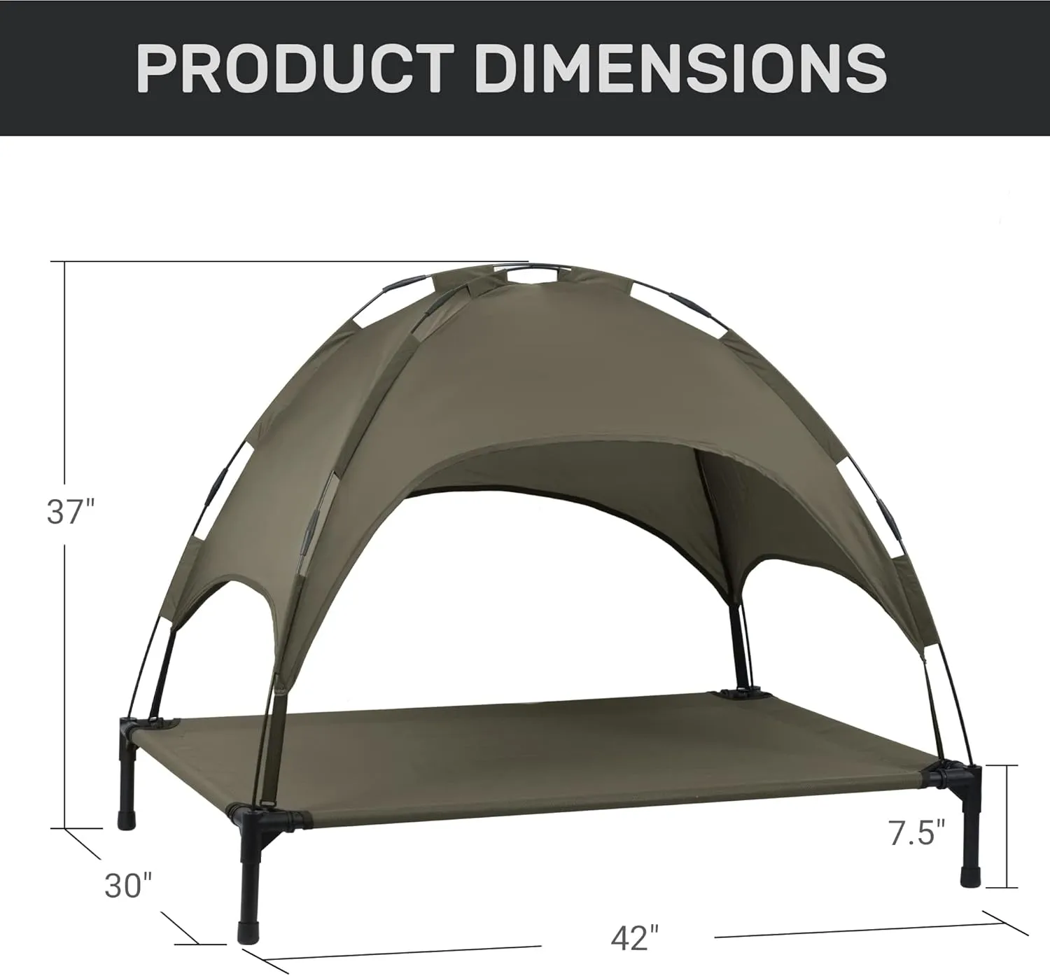 Heeyoo Elevated Dog Bed with Canopy, Outdoor Dog Cot with Removable Canopy Shade Tent, Portable Raised Pet Cot Cooling Bed for Dogs