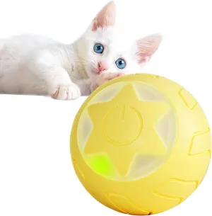 Interactive Cat Ball Toy, Intelligent Cat Toys with LED Lights, Automatic Moving Rolling Ball for Indoor Kitten, Kitten Automatic Toy