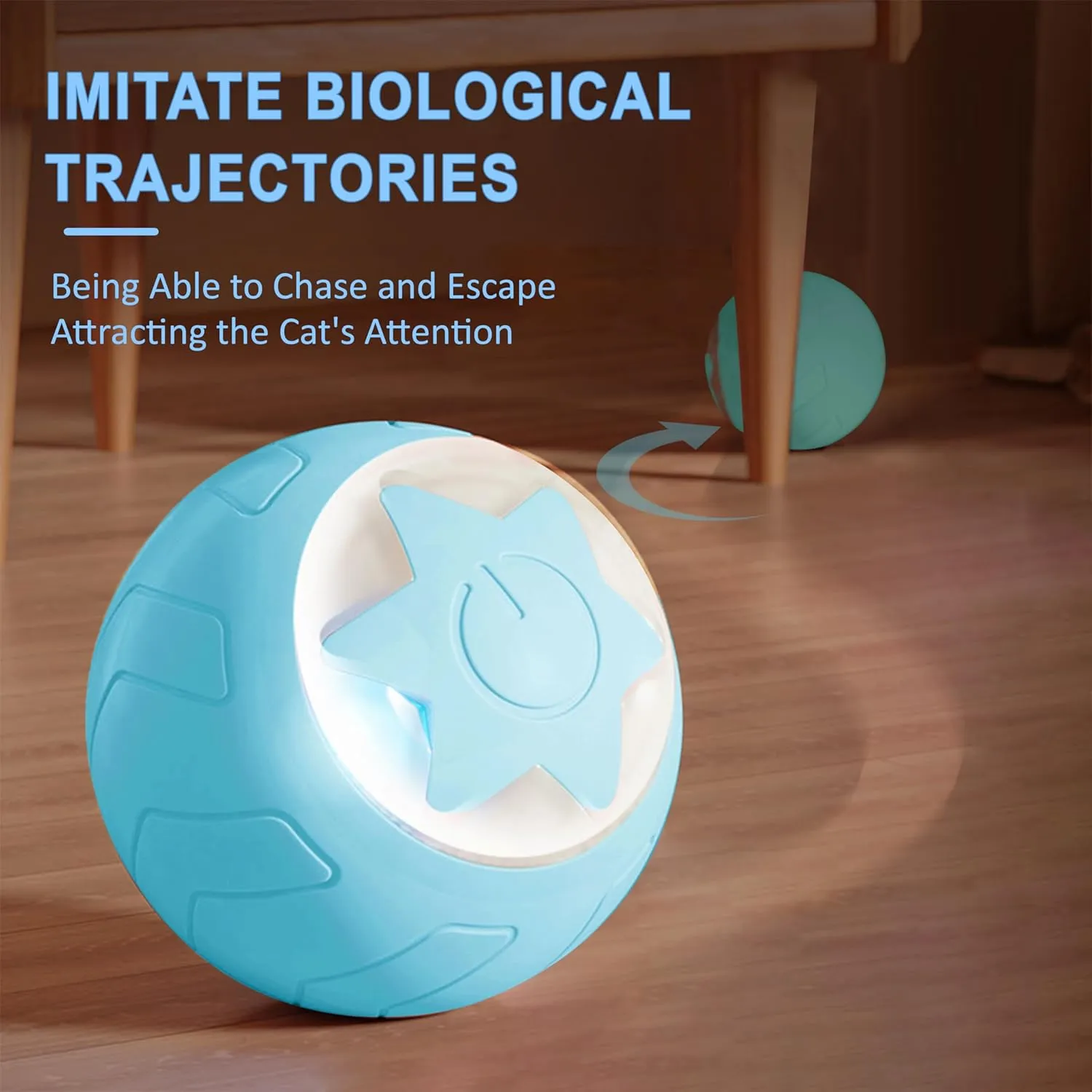 Interactive Cat Ball Toy, Intelligent Cat Toys with LED Lights, Automatic Moving Rolling Ball for Indoor Kitten, Kitten Automatic Toy