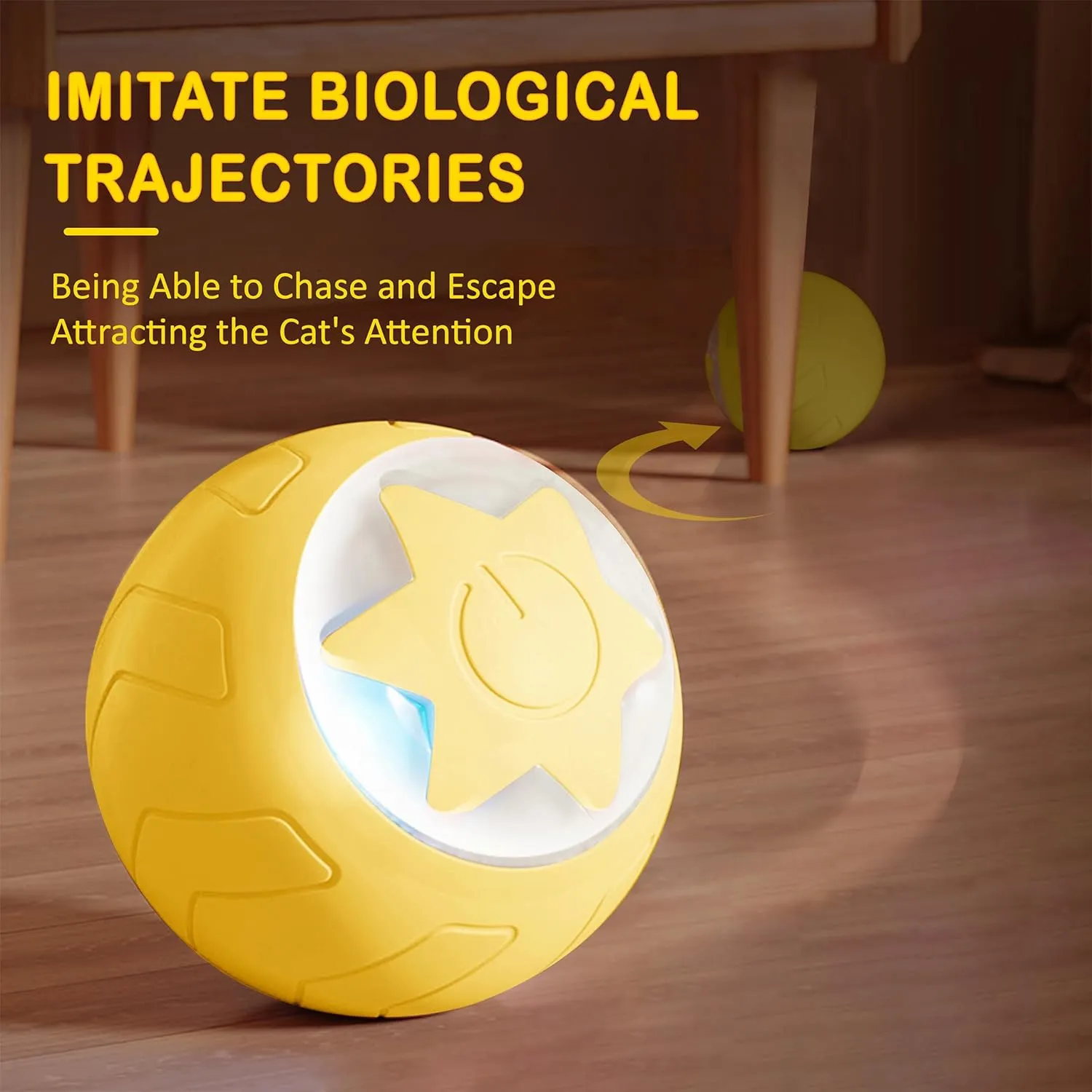 Interactive Cat Ball Toy, Intelligent Cat Toys with LED Lights, Automatic Moving Rolling Ball for Indoor Kitten, Kitten Automatic Toy