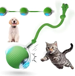 Interactive Cat Toy Balls - Automatic Interactive Cat Toys for Indoor Cats, Smart Self Rolling Interactive Cat Dog Ball, Electric Dog Ball Toy for Bored Indoor Adult Cats Kitten, Rechargeable, Green