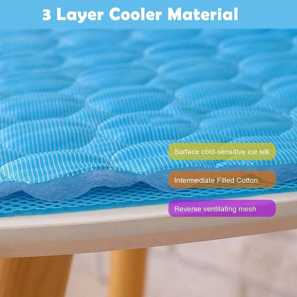 JIA.L Dog Cooling Mat Breathable Washable Summer Pet Cooling Pad Extra Large Dog Cat Self Cooling Pad for Kennerl, Crates and Beds No Water or Electricity Needed (Blue),40inch x 28inch