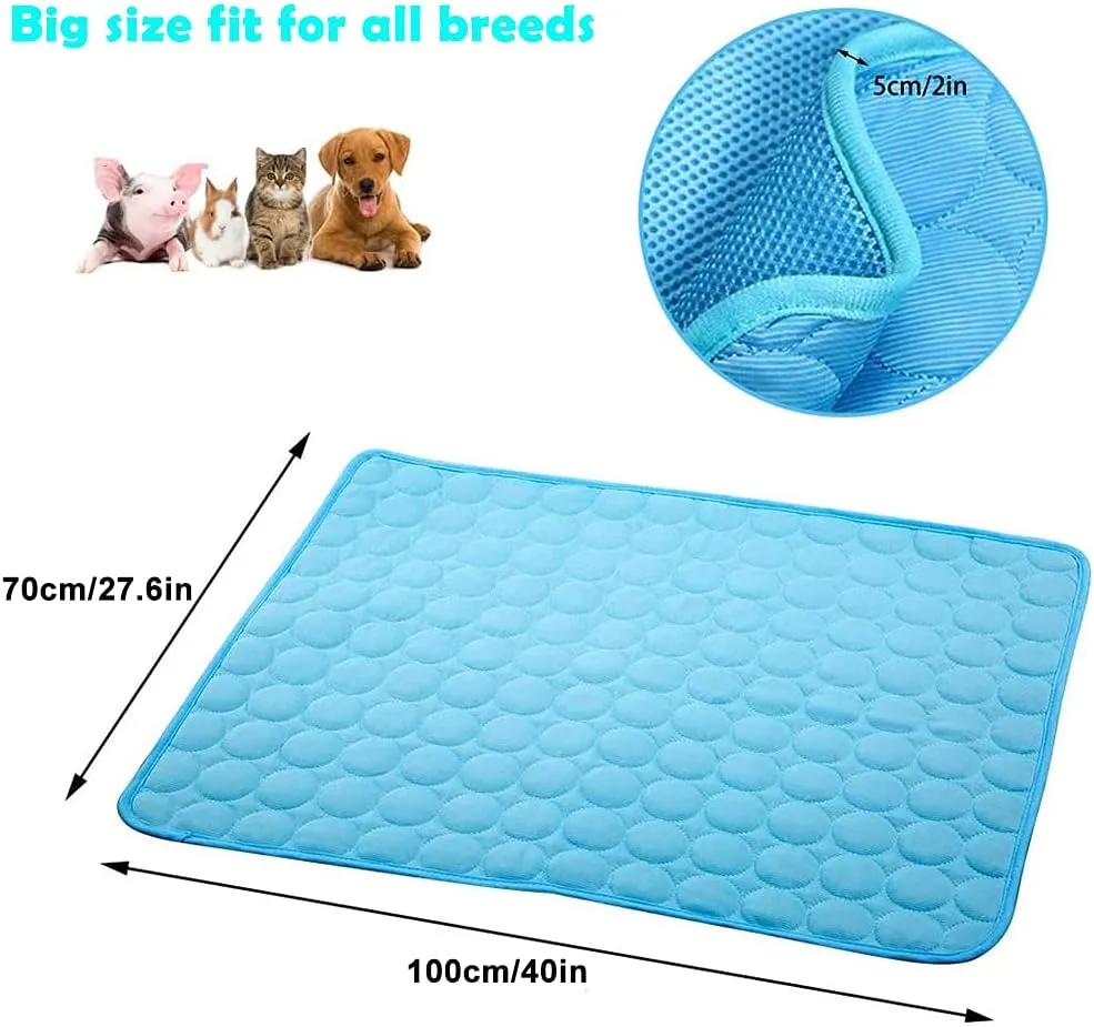 JIA.L Dog Cooling Mat Breathable Washable Summer Pet Cooling Pad Extra Large Dog Cat Self Cooling Pad for Kennerl, Crates and Beds No Water or Electricity Needed (Blue),40inch x 28inch
