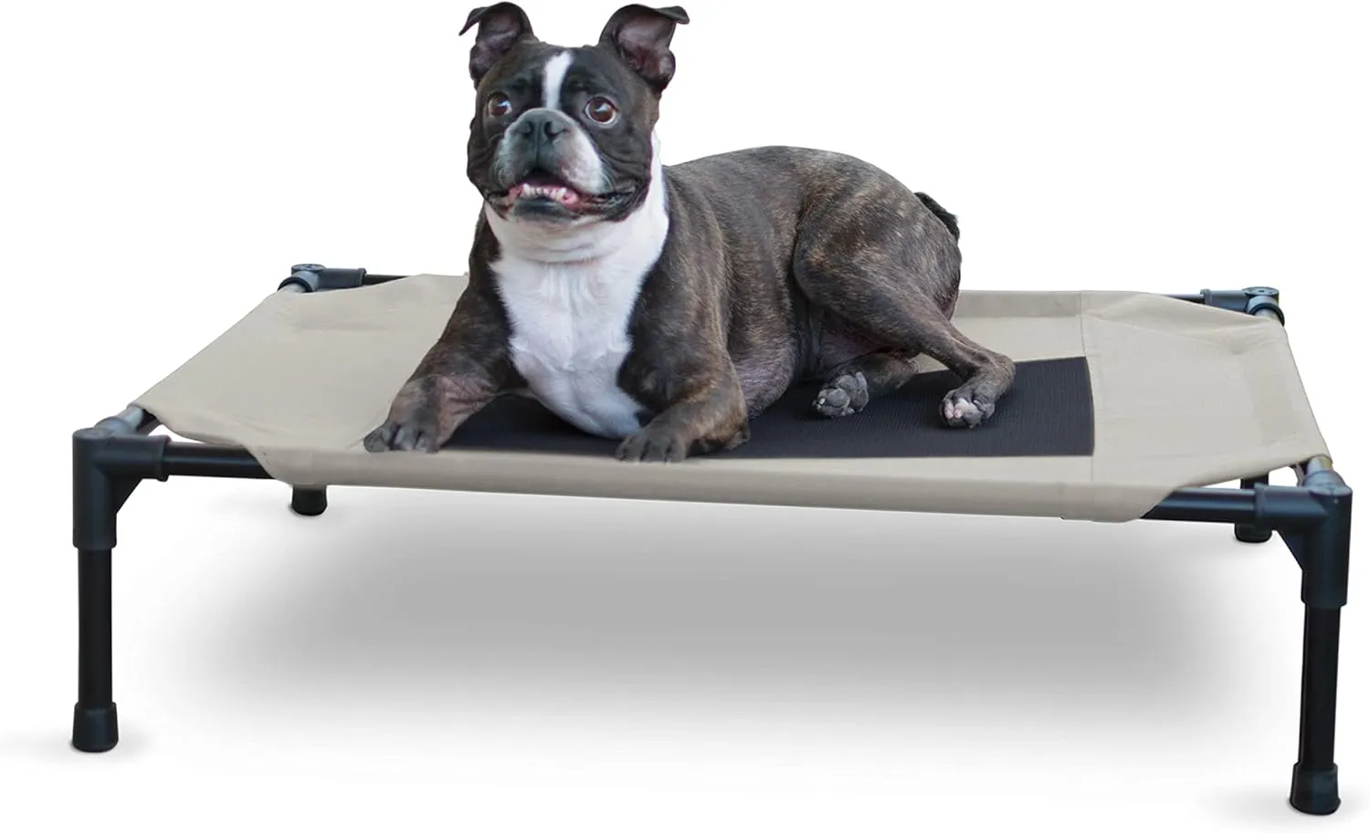 K&H Pet Products Outdoor Elevated Dog Cot, Breathable Cooling Elevated Cot Hammock Pet Bed for Medium Dogs, Washable Mesh Cover, Raised Metal Frame, Collapsible, Portable - Medium 32 X 25in Taupe