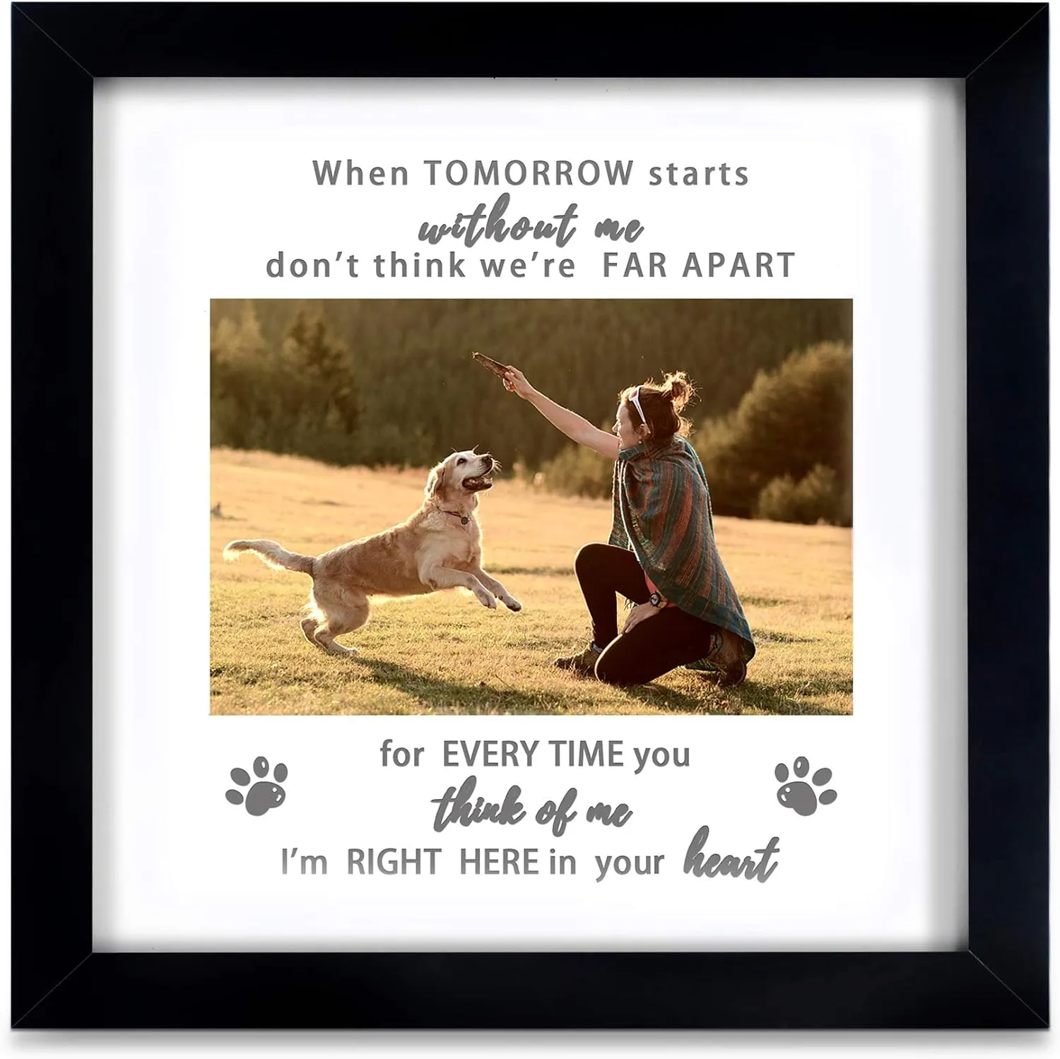 KCRasan Memorial Picture Frame for Pet Loss Gift - Remembrance Frame for Dog or Cat with Sympathy Tribute Keepsake(9x9 frame)
