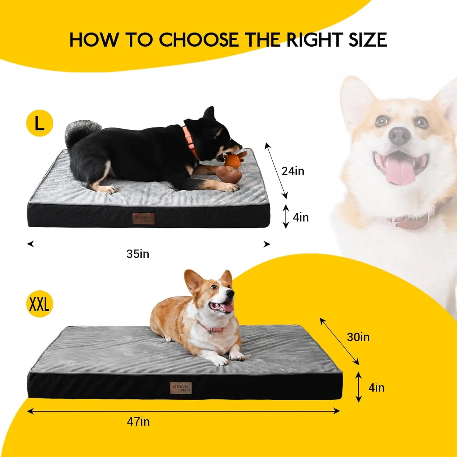 KINGROCK Orthopedic Dog Bed for Crate with Egg Crate FoamMedium Size Dog Waterproof Dog Beds Removable Washable Cover Egg-Pet Mat with Anti-Slip Bottom