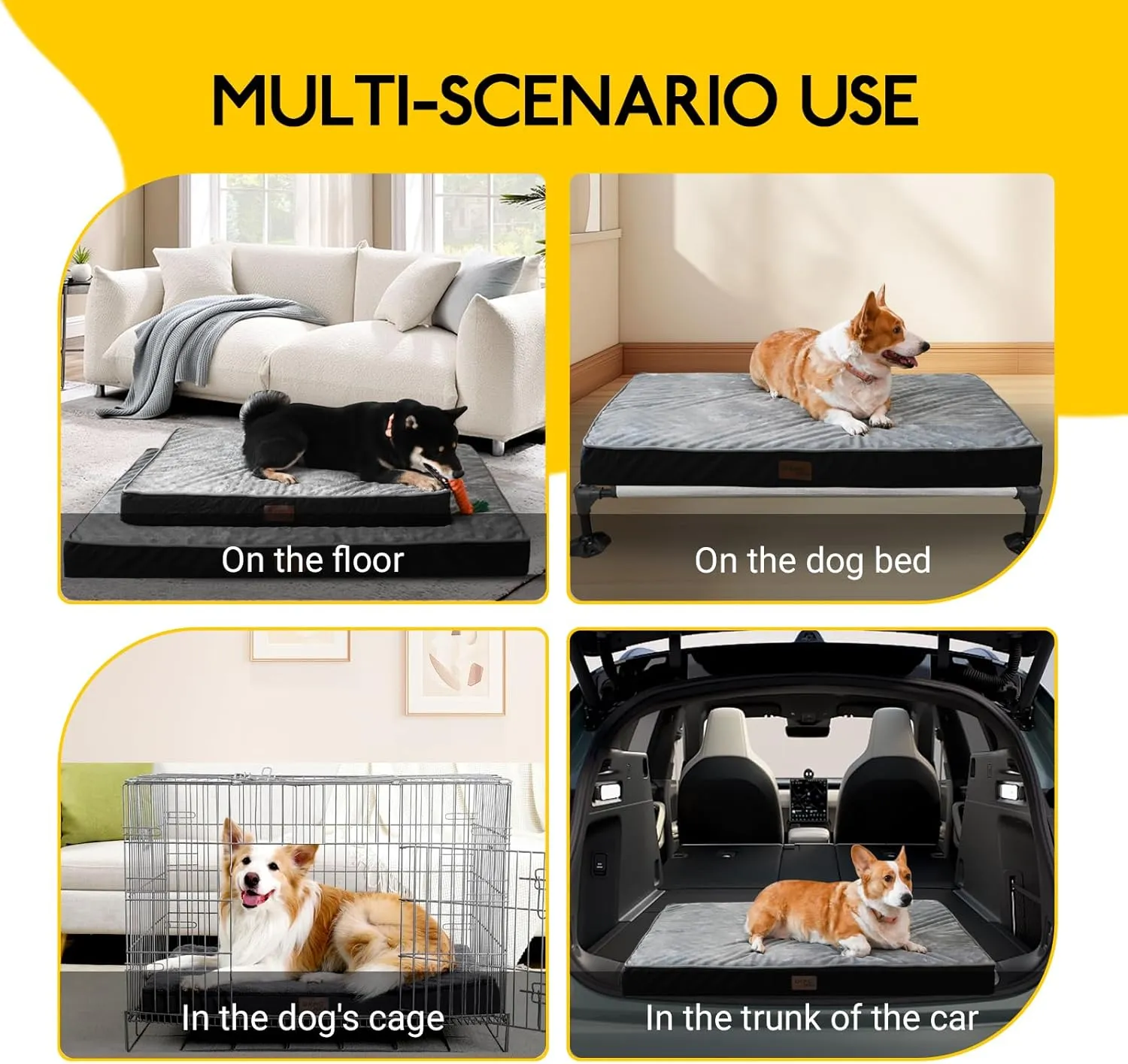 KINGROCK Orthopedic Dog Bed for Crate with Egg Crate FoamMedium Size Dog Waterproof Dog Beds Removable Washable Cover Egg-Pet Mat with Anti-Slip Bottom