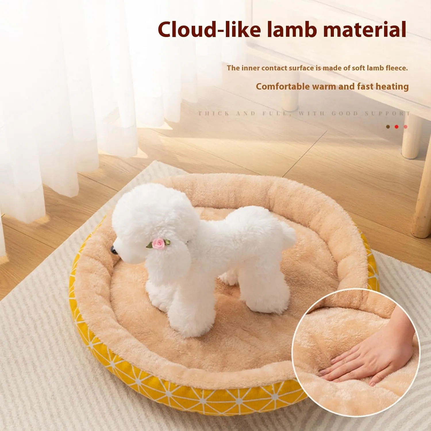 Kitten Bed PP Cotton Pet Round Lamb Velvet Bed Keep Warm Comfortable ,Round Donut Cat and Dog Plush Cushion Bed Washable Small Pet Bed,Self-Warming Anti Anxiety Round Fluffy Plush Cat Beds.,M,Blue