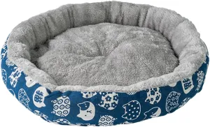 Kitten Bed PP Cotton Pet Round Lamb Velvet Bed Keep Warm Comfortable ,Round Donut Cat and Dog Plush Cushion Bed Washable Small Pet Bed,Self-Warming Anti Anxiety Round Fluffy Plush Cat Beds.,M,Blue