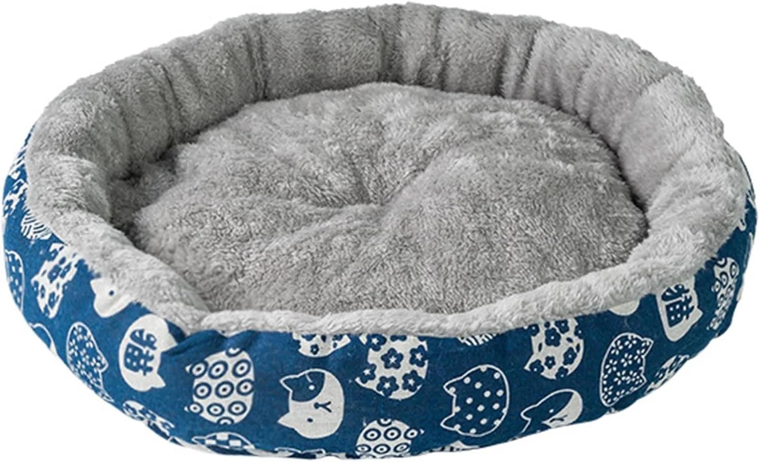Kitten Bed PP Cotton Pet Round Lamb Velvet Bed Keep Warm Comfortable ,Round Donut Cat and Dog Plush Cushion Bed Washable Small Pet Bed,Self-Warming Anti Anxiety Round Fluffy Plush Cat Beds.,M,Blue