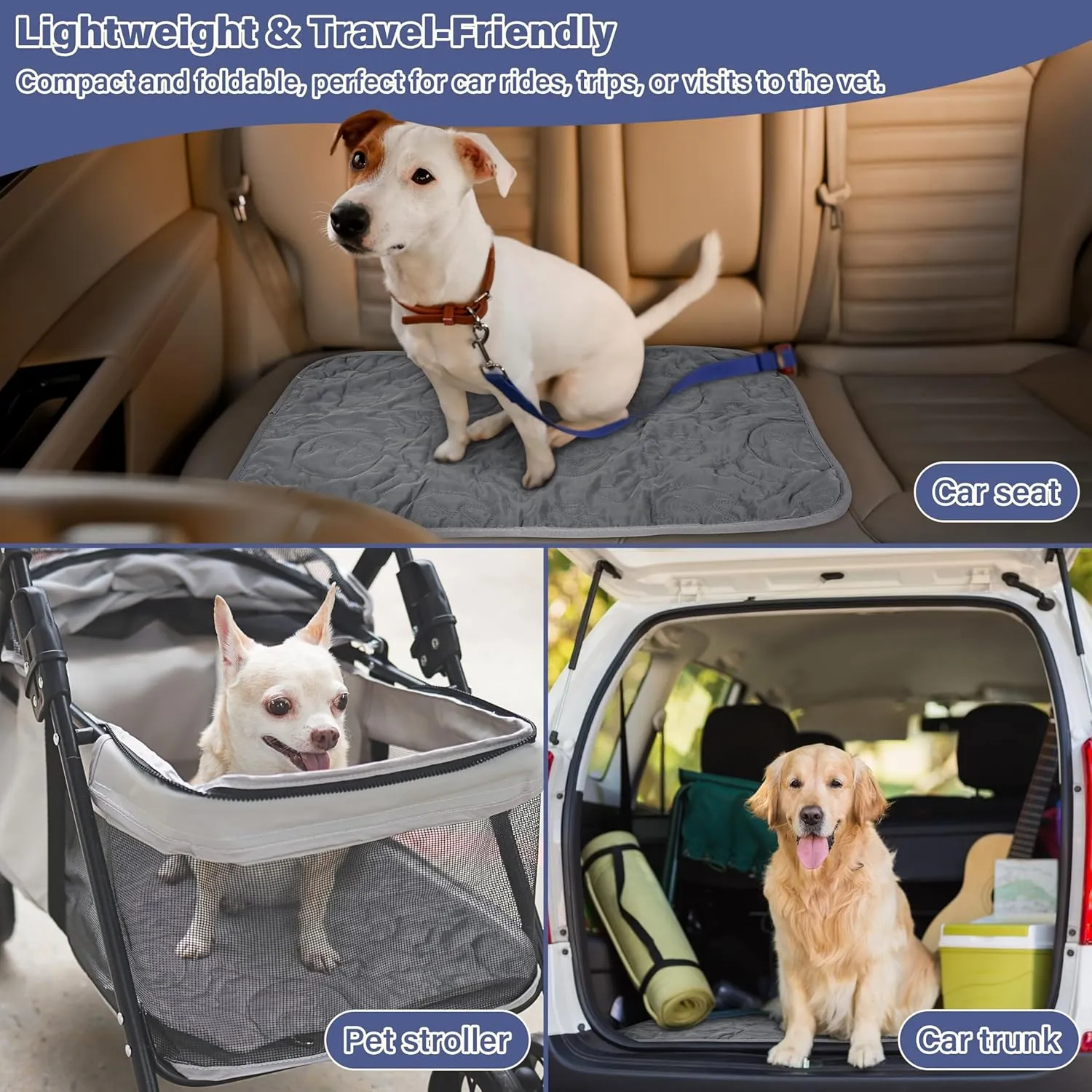 Kritter Planet Pack of 2 Waterproof Pet Pads, Small Furniture Pads, Reversible Dog Mat, 16 x 24 inch