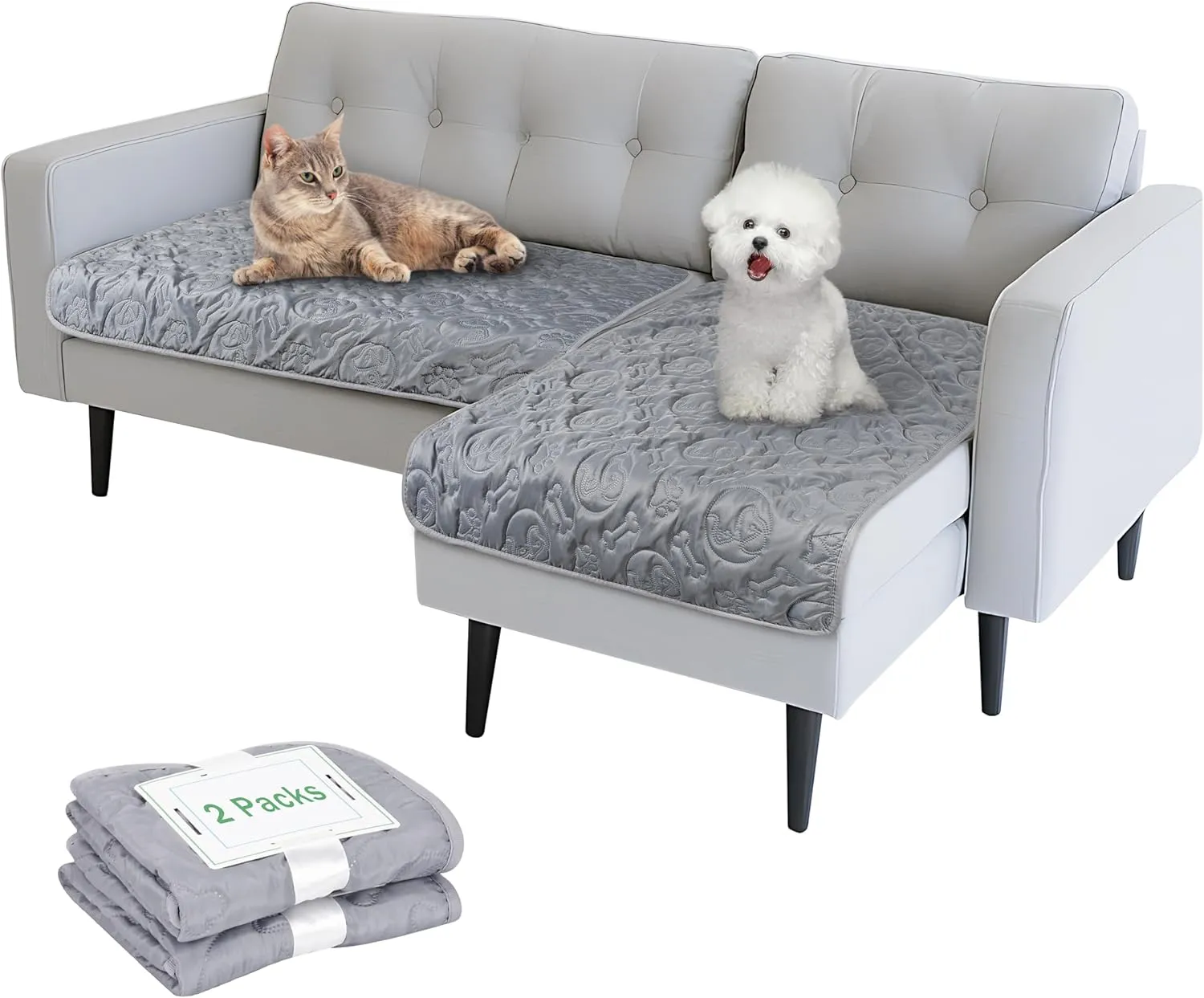 Kritter Planet Pack of 2 Waterproof Pet Pads, Small Furniture Pads, Reversible Dog Mat, 16 x 24 inch