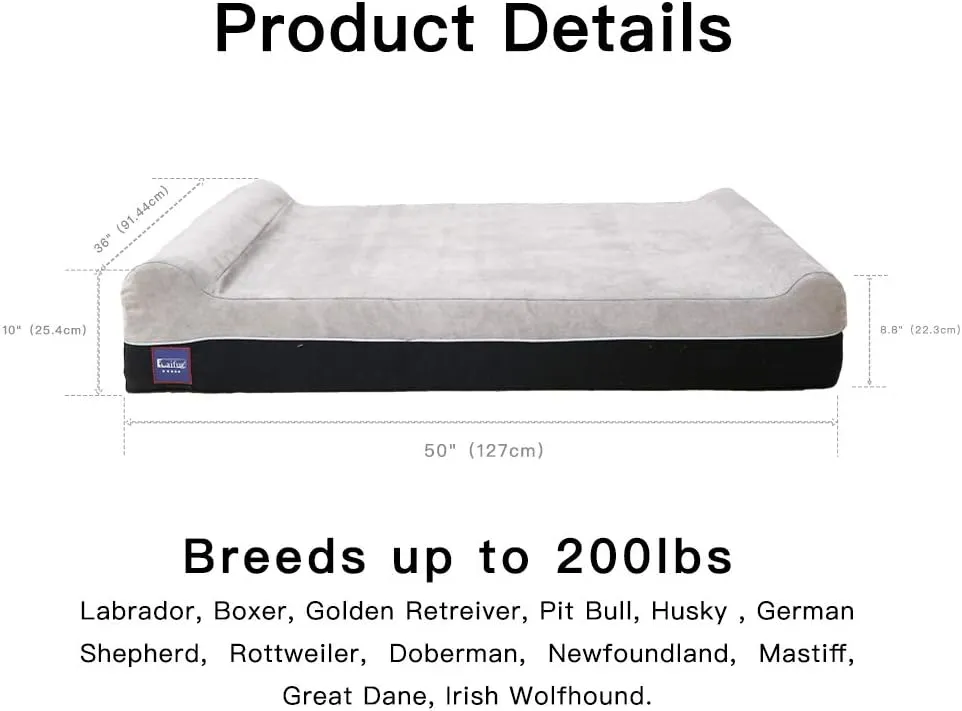 Laifug Extra Large Pet/Dog Bed Removable Washable Cover (Jumbo Replacement Cover (50"x36"x10") Slate Grey)