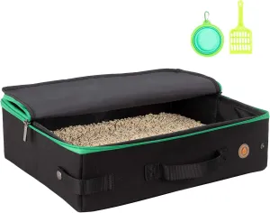Large Portable Litter Box for Easy Travel with Large or Multiple Cats. Lightweight, Sturdy, Leak-Proof, Collapsible, Easy to Carry