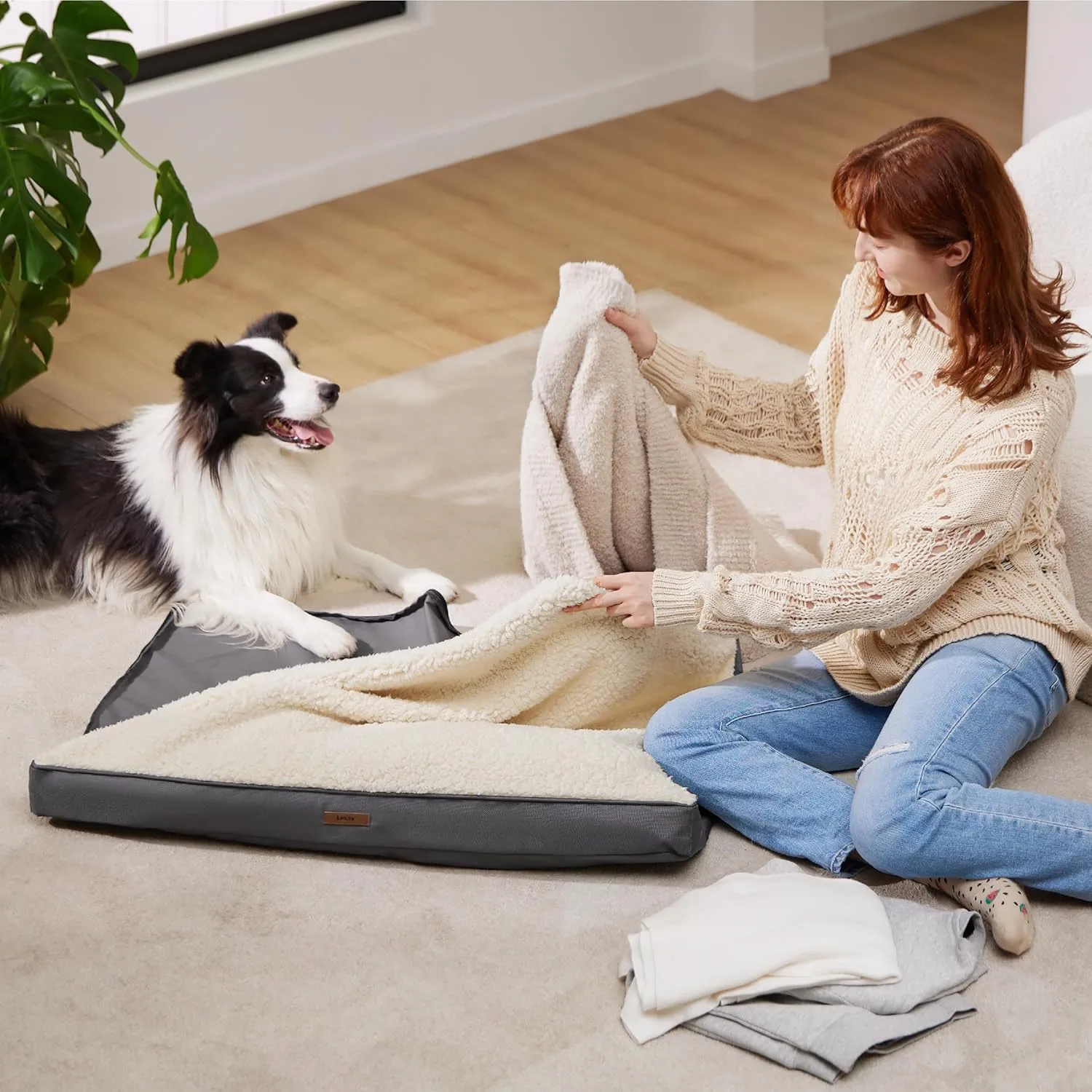Lesure Dog Bed Cover Extra Large Washable Replacement Cover for Orthopedic Pet Mat 44x32x3 Inches, Grey