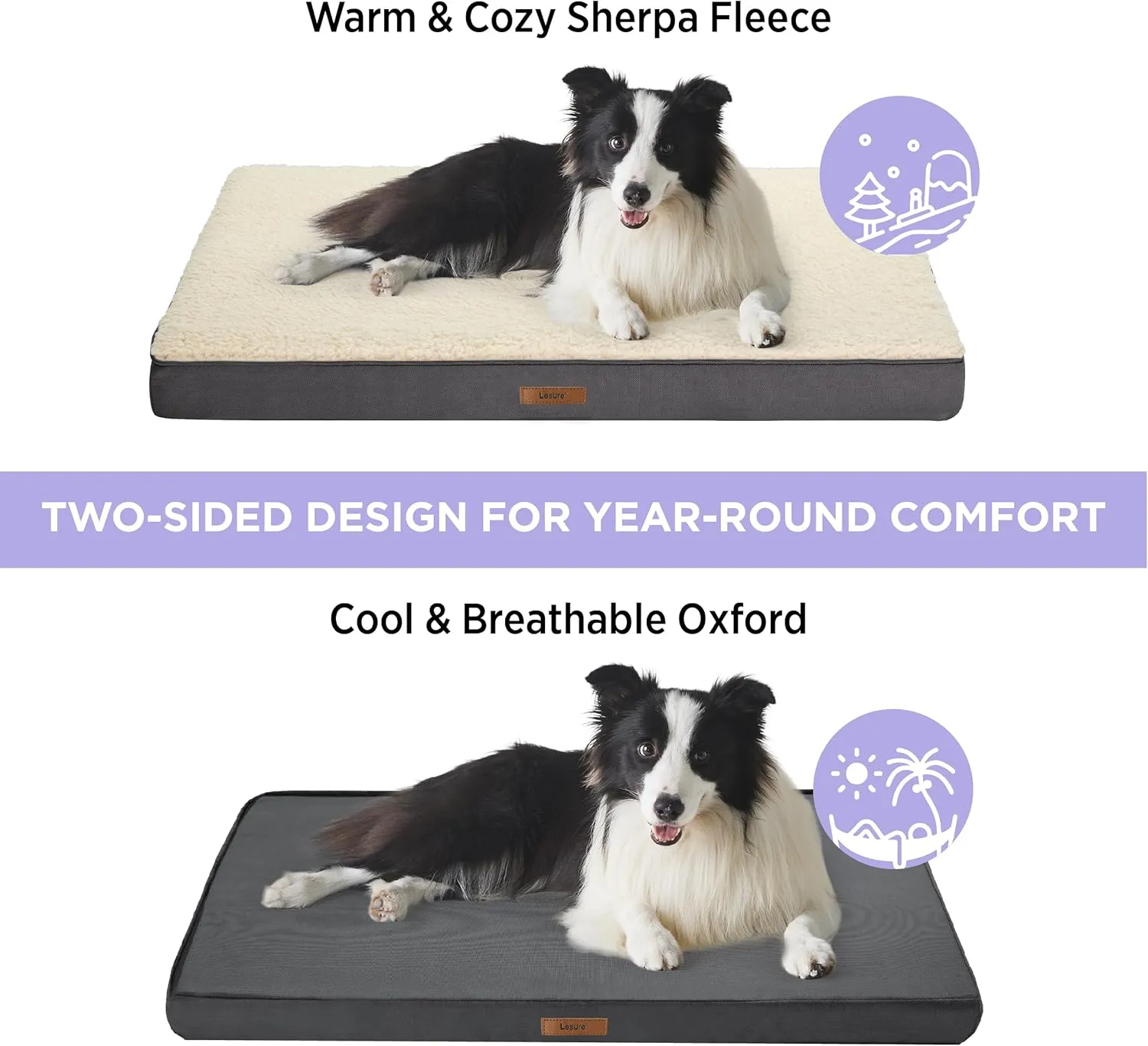 Lesure Dog Bed Cover Extra Large Washable Replacement Cover for Orthopedic Pet Mat 44x32x3 Inches, Grey