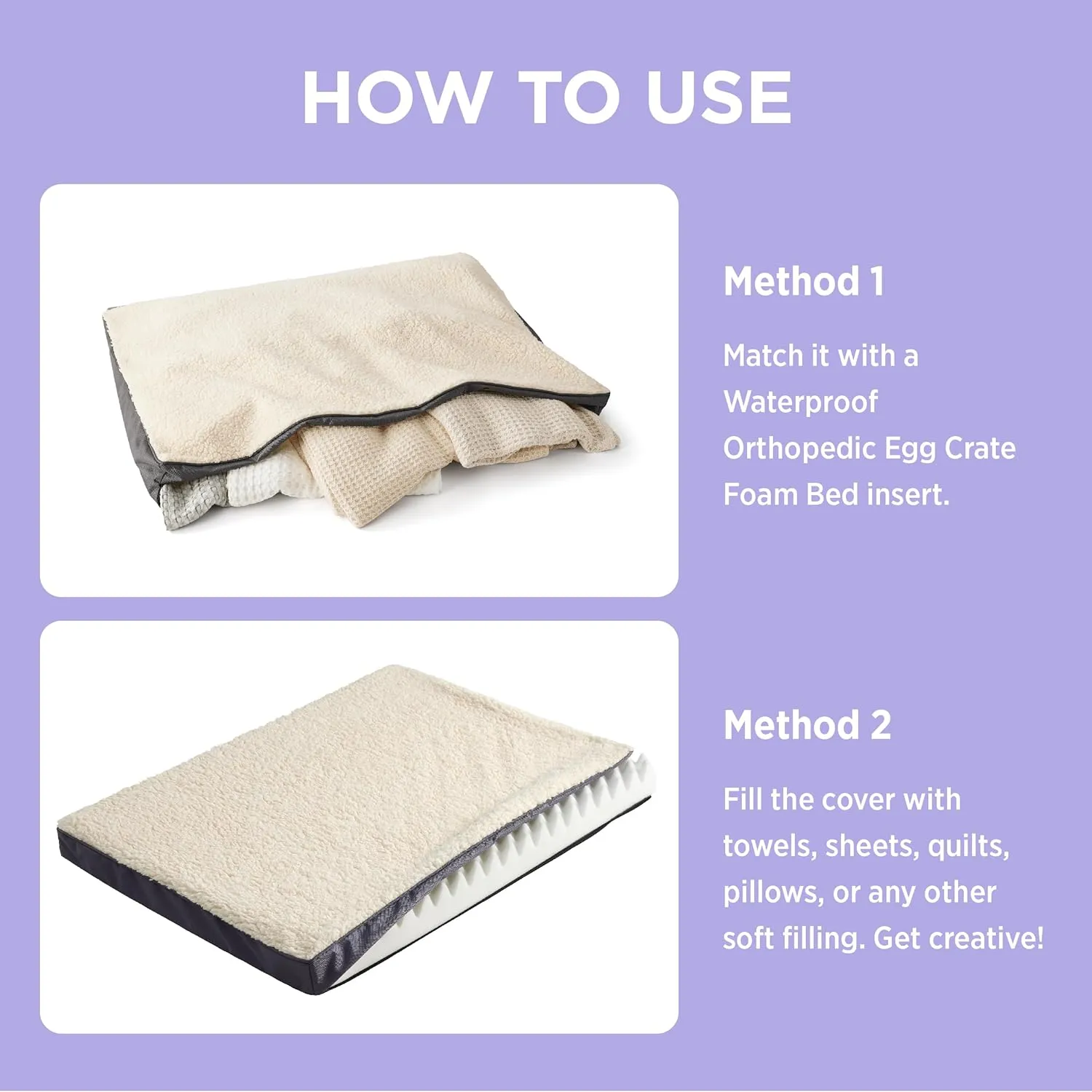 Lesure Dog Bed Cover Extra Large Washable Replacement Cover for Orthopedic Pet Mat 44x32x3 Inches, Grey
