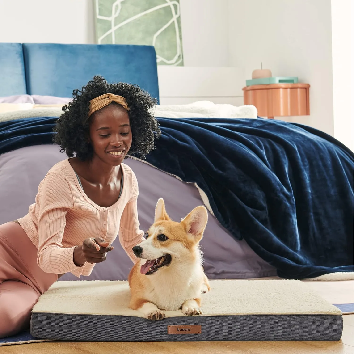 Lesure Dog Bed Cover Extra Large Washable Replacement Cover for Orthopedic Pet Mat 44x32x3 Inches, Grey