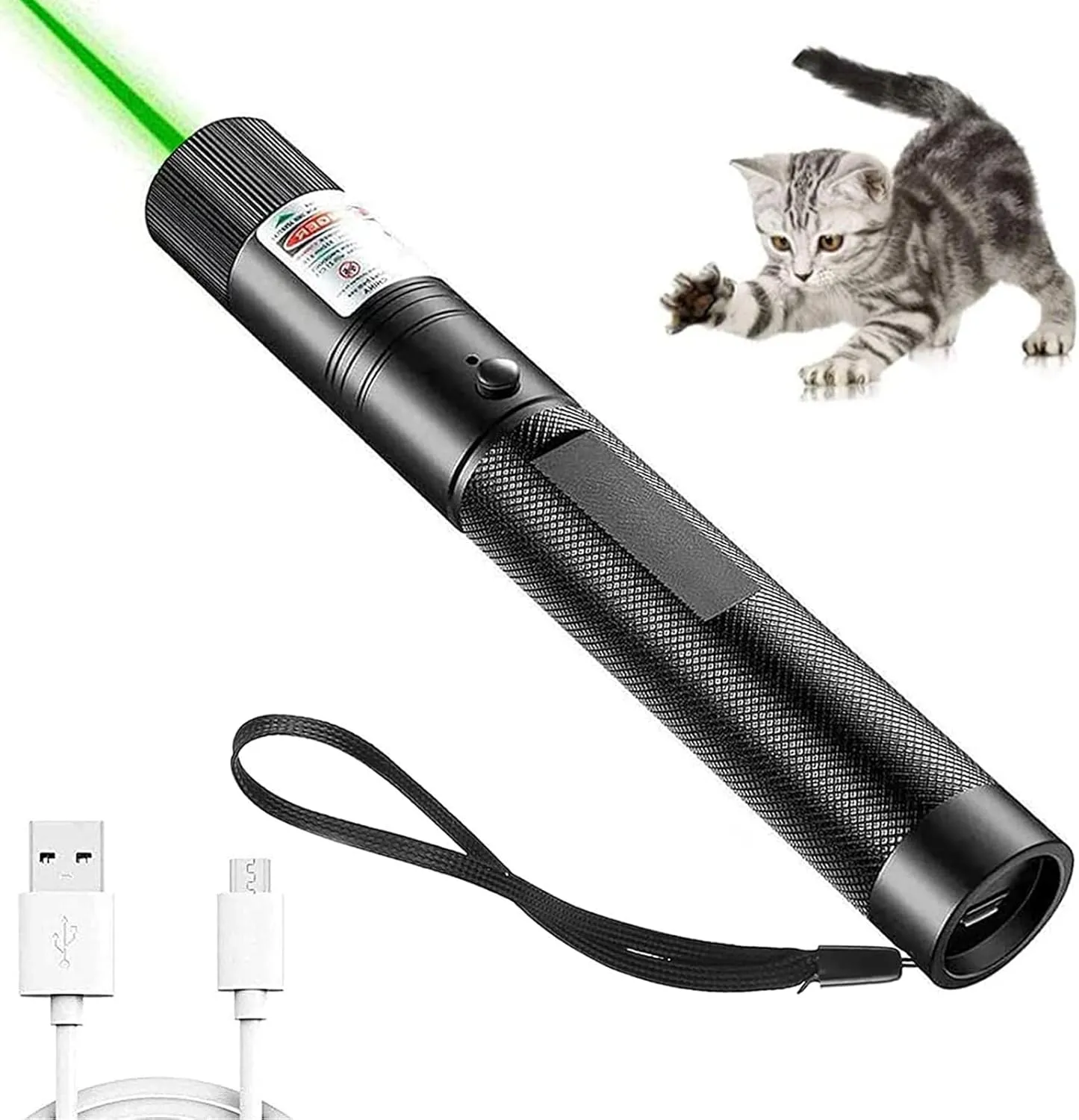 Long Range Green Laser Pointer Beam with USB Charging, Presentation Remotes for Indoor Meetings, Presentation, Interactive Toys for Indoor Dogs Cats
