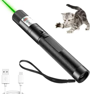 Long Range Green Laser Pointer Beam with USB Charging, Presentation Remotes for Indoor Meetings, Presentation, Interactive Toys for Indoor Dogs Cats