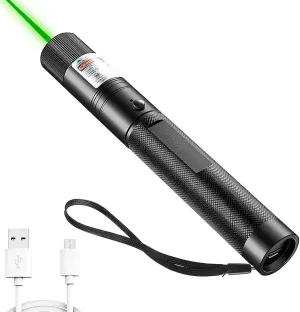 Long Range Green Pointer Beam with USB Charging, Presentation Remotes for Indoor Meetings, Presentation, Flashlight for Camping Hiking Outdoor