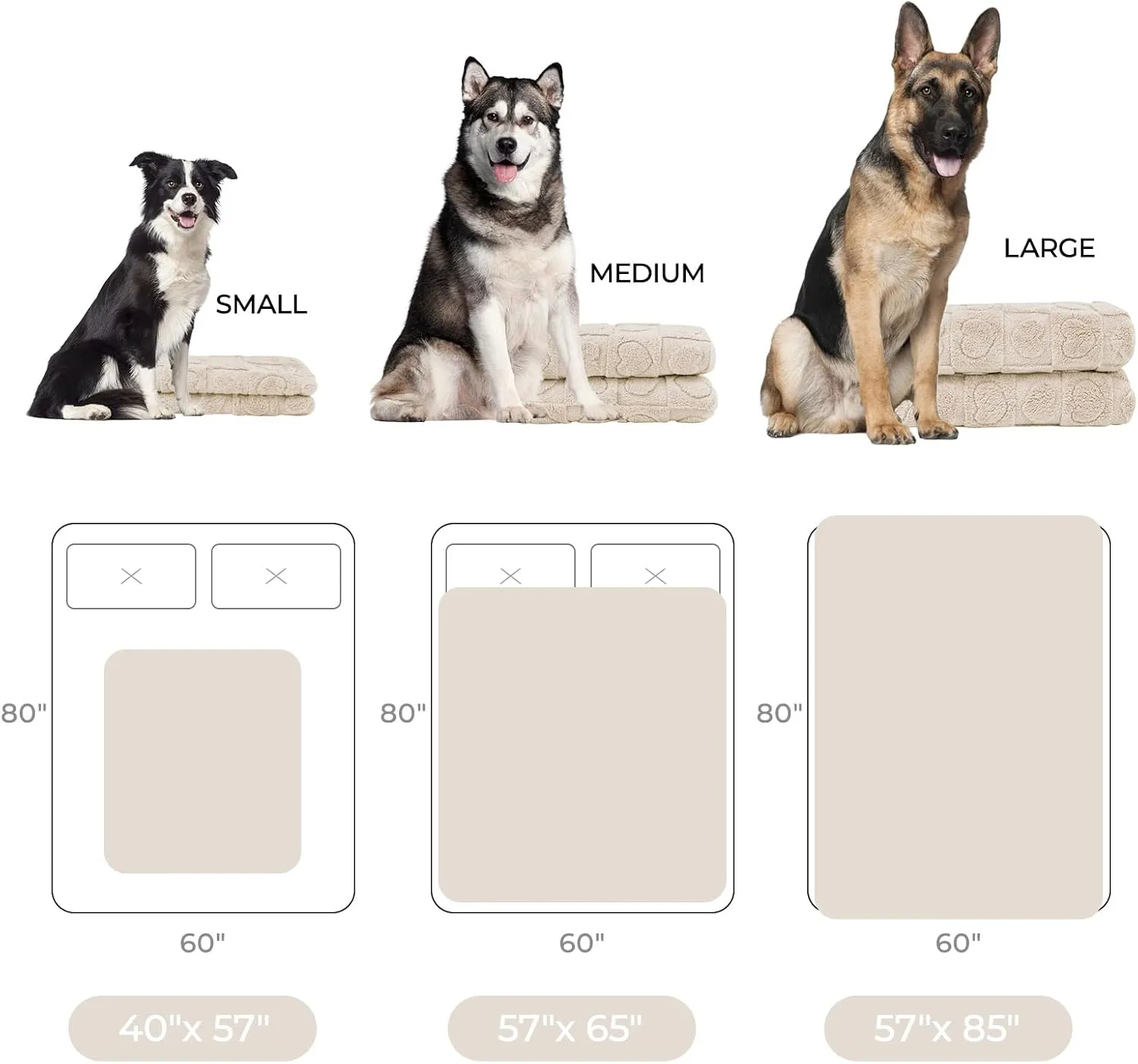 Luciphia Waterproof Blanket for Large Dogs Washable Pet Bed Cover Soft Fluffy Puppy Couch Protector with Premium Fleece Cozy Calming Cat Blankets for Indoor Cats Beige 85x57 inch