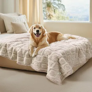 Luciphia Waterproof Blanket for Large Dogs Washable Pet Bed Cover Soft Fluffy Puppy Couch Protector with Premium Fleece Cozy Calming Cat Blankets for Indoor Cats Beige 85x57 inch