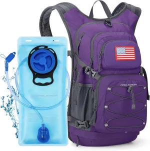 Maelstrom Hydration Backpack, Hiking Backpack with 2L/3L Water Bladder, High Flow Bite Valve Water Backpack Lightweight