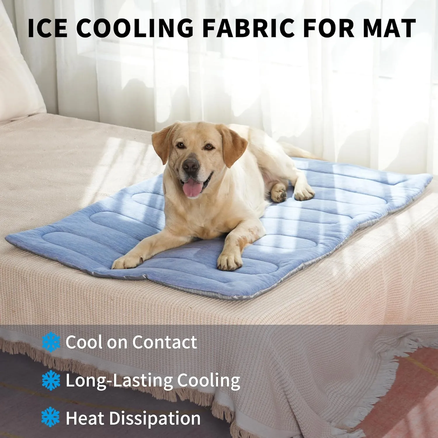 MARUNDA Dog Cooling Mat, 36" x 24" Thicken Waterproof Cooling Mat for Extra Large Dog, Q-MAX>0.5 Ice Cool Fabric-Cool on ContactEasy Washable Pet Pad in Summer (36" x 24" (L-Crate), Blue)