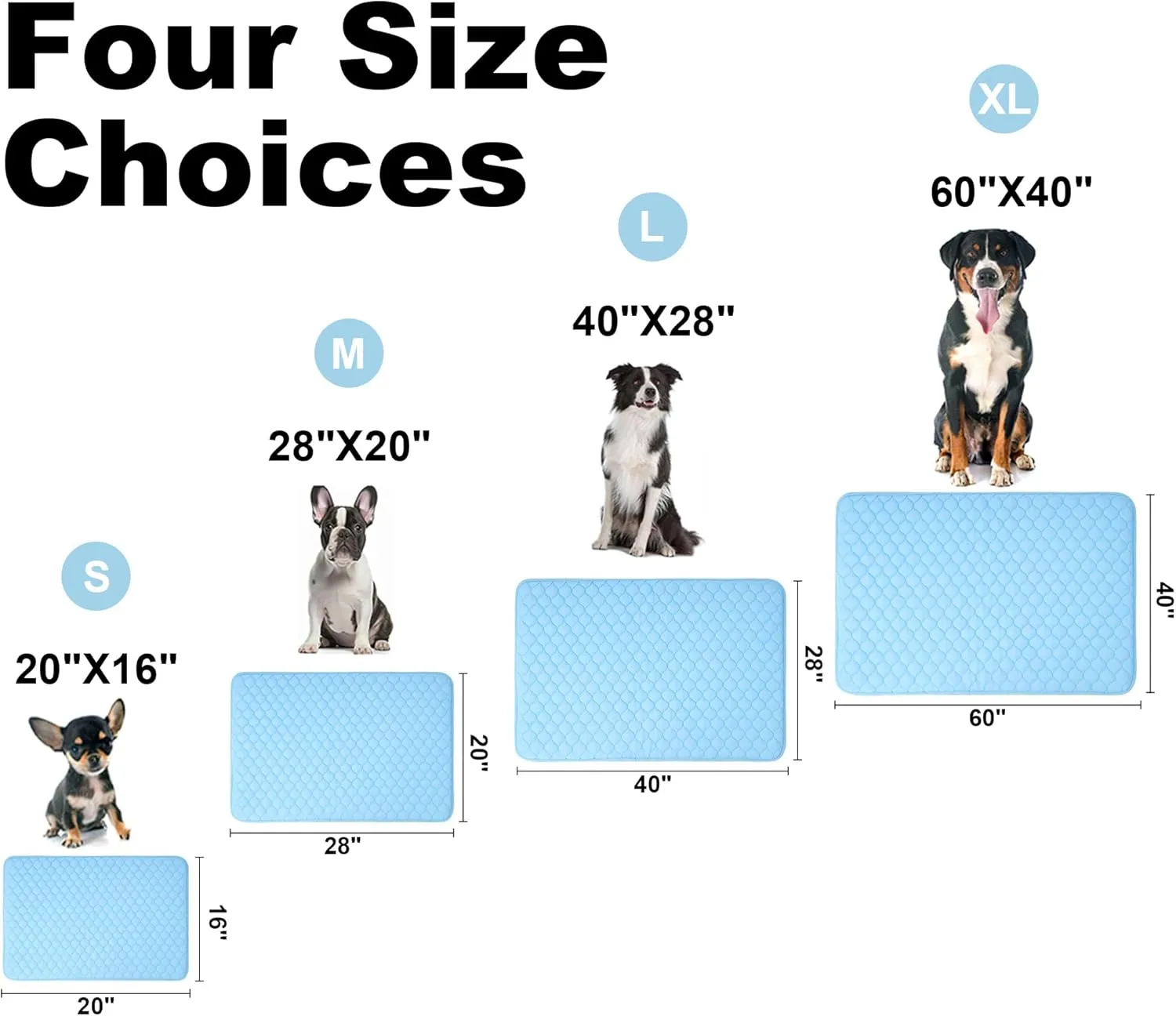 MARUNDA Dog Cooling Mat, Breathable Washable Cooling Pad for Dog, Portable Pet Cool Mat for Outdoor, Provide Comfortable in Summer. (Blue, 28 * 20 Inch)