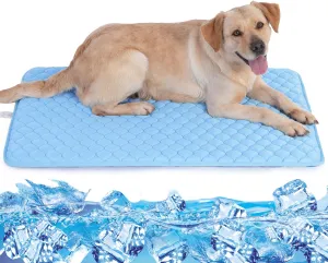 MARUNDA Dog Cooling Mat, Breathable Washable Cooling Pad for Dog, Portable Pet Cool Mat for Outdoor, Provide Comfortable in Summer. (Blue, 28 * 20 Inch)