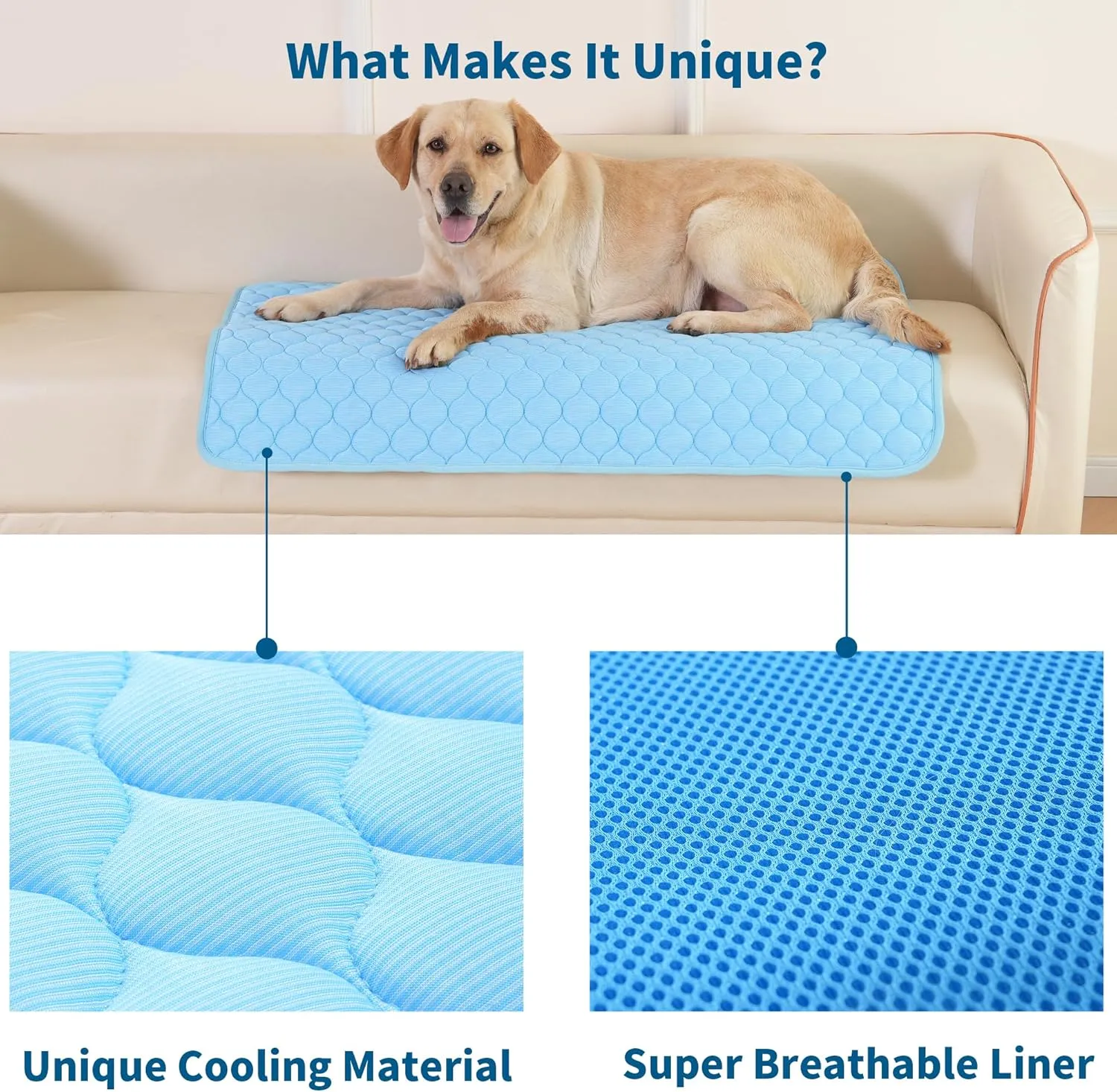 MARUNDA Dog Cooling Mat, Breathable Washable Cooling Pad for Dog, Portable Pet Cool Mat for Outdoor, Provide Comfortable in Summer. (Blue, 28 * 20 Inch)