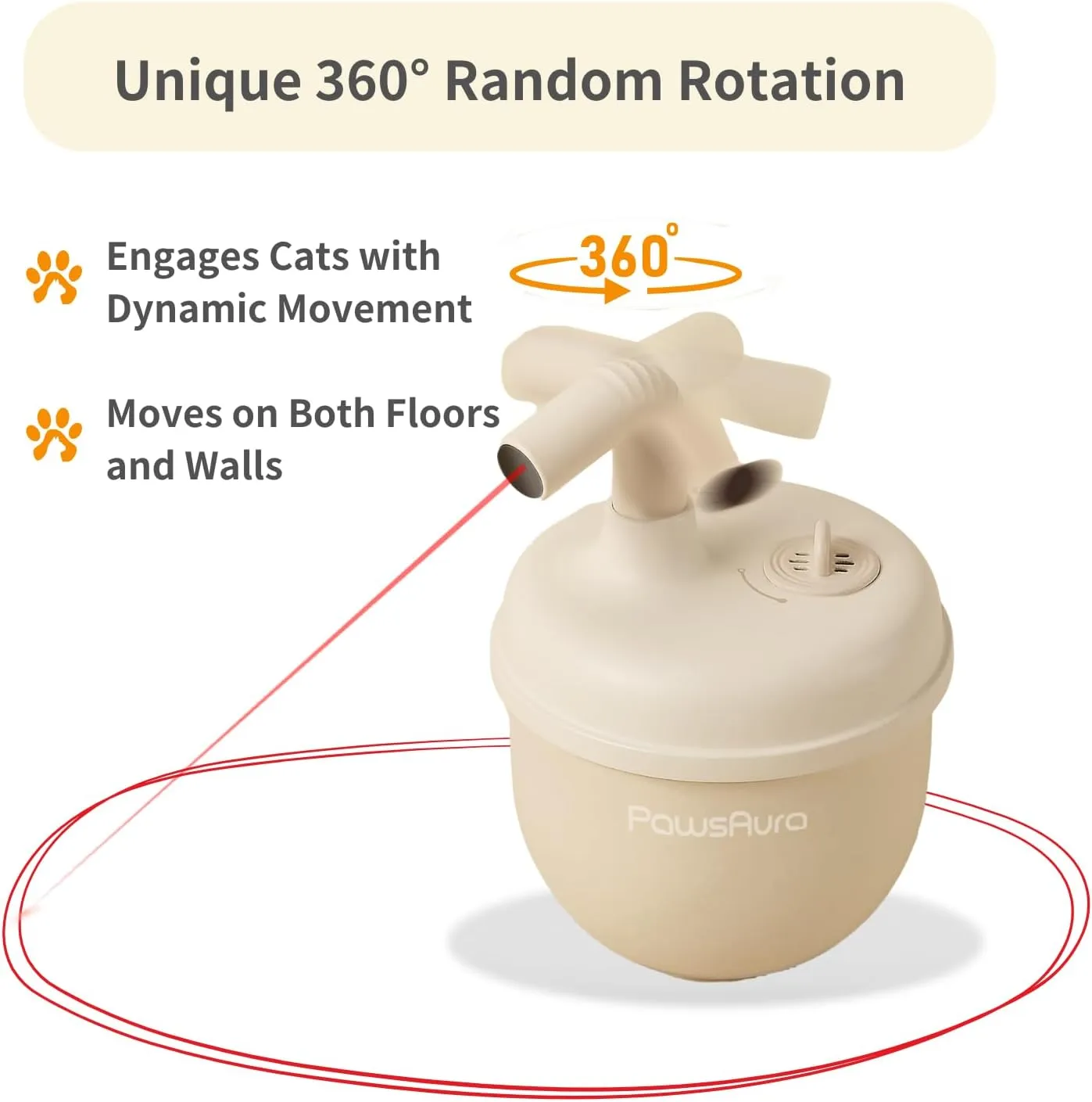 MayMaw Automatic Cat Laser Toy - Rechargeable Interactive Cat Toy with Tumbler Design, 360 Random Motion, 3 Speed Modes & Catnip, Best Gift for Bored Indoor Cats & Kittens