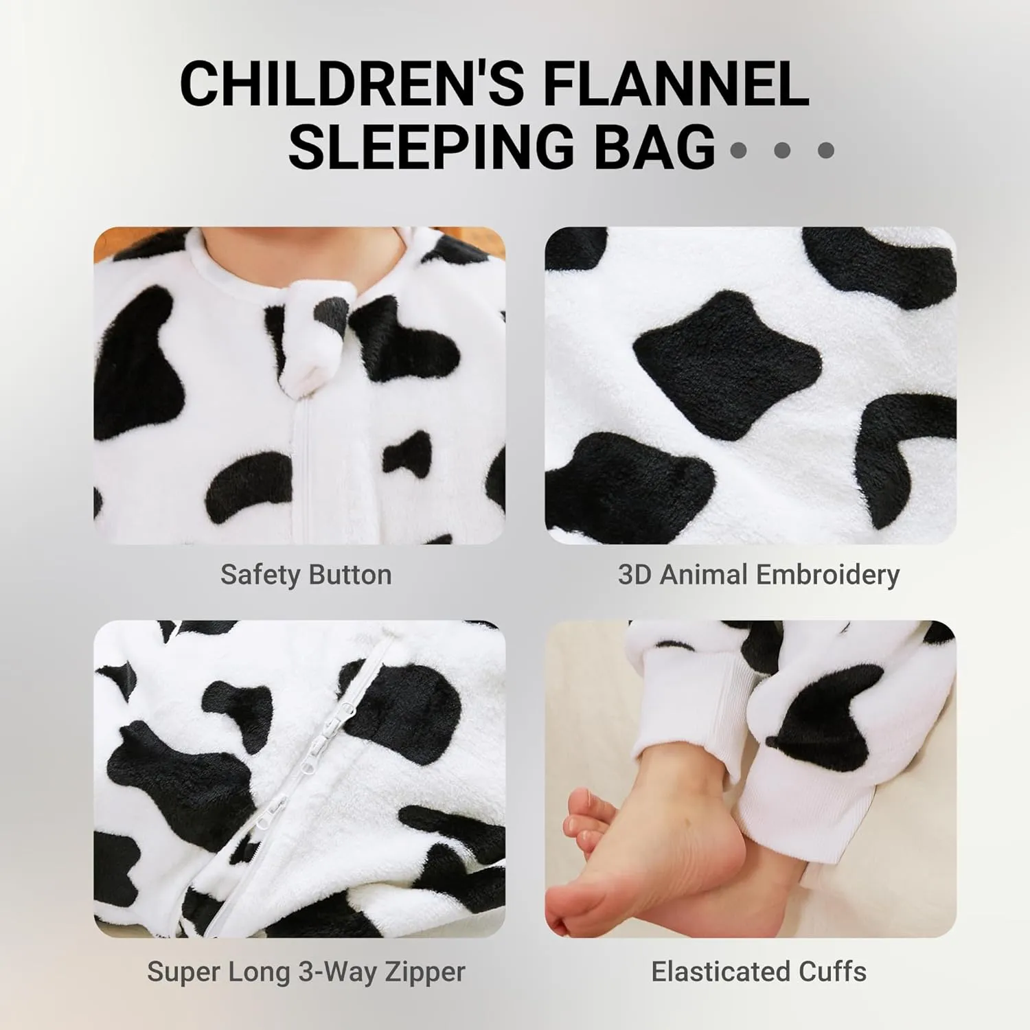 MICHLEY Flannel Baby Sleeping Bag Unisex Pajamas, Long Sleeve Zipper Wearable Sleeping Sack for Autumn Winter Boys Girls