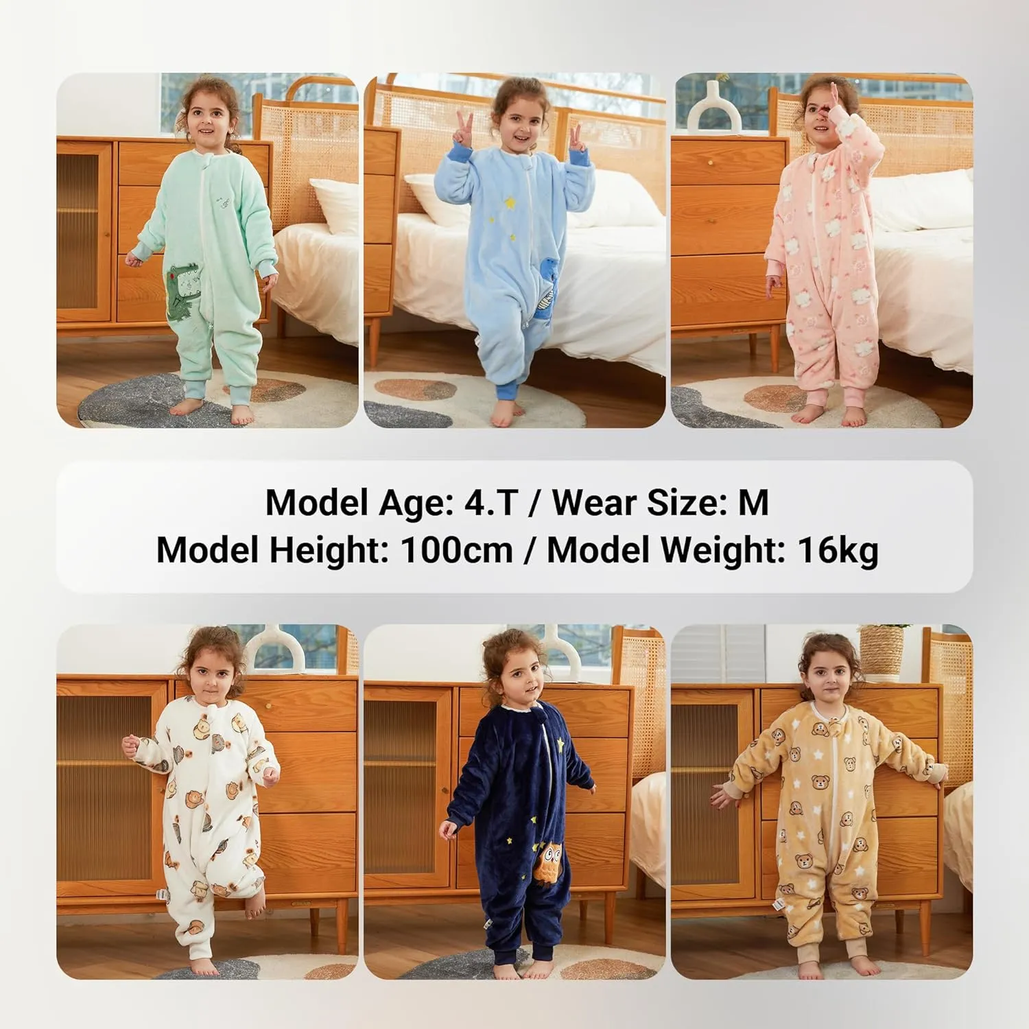 MICHLEY Flannel Baby Sleeping Bag Unisex Pajamas, Long Sleeve Zipper Wearable Sleeping Sack for Autumn Winter Boys Girls