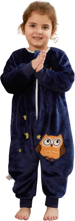 MICHLEY Flannel Baby Sleeping Bag Unisex Pajamas, Long Sleeve Zipper Wearable Sleeping Sack for Autumn Winter Boys Girls