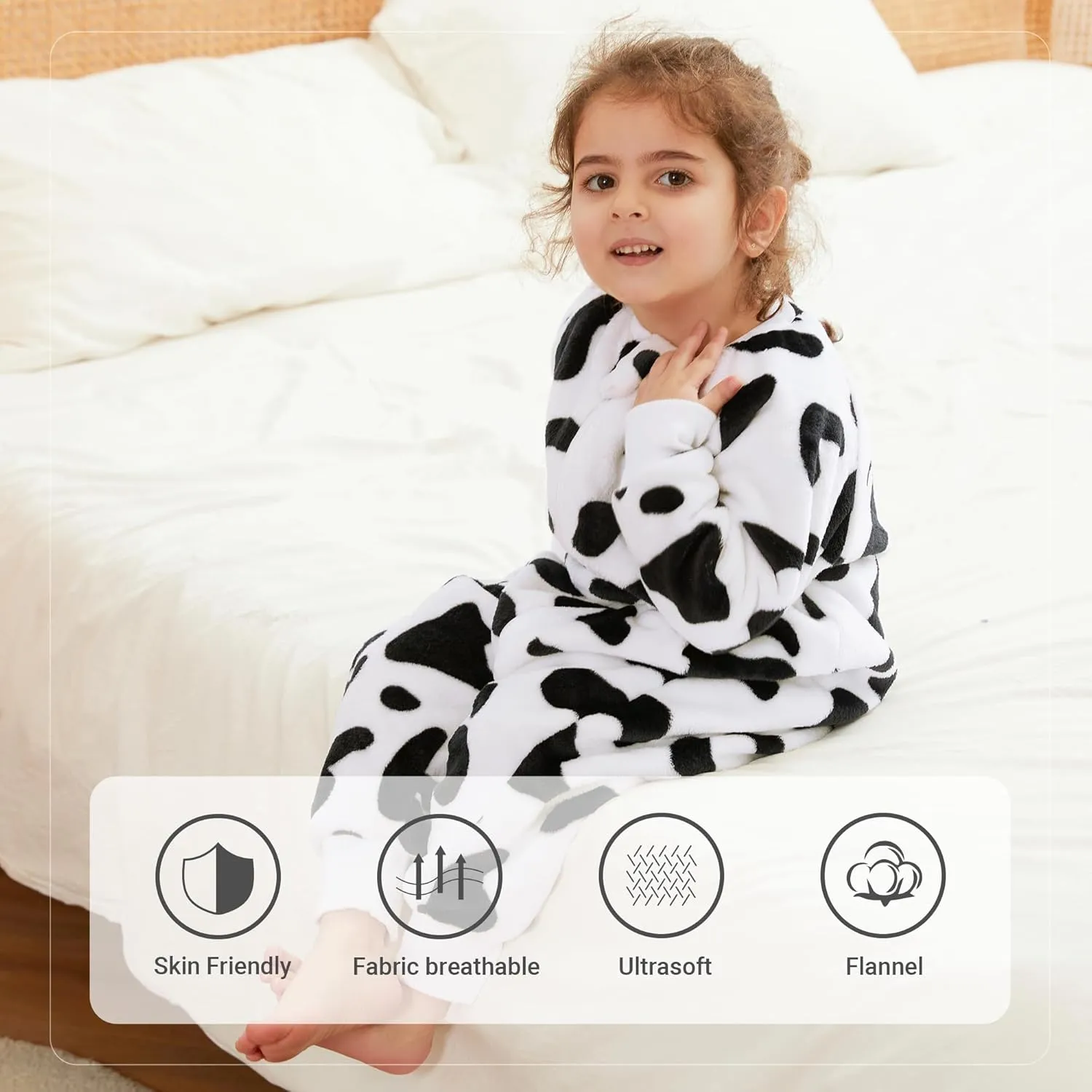 MICHLEY Flannel Baby Sleeping Bag Unisex Pajamas, Long Sleeve Zipper Wearable Sleeping Sack for Autumn Winter Boys Girls