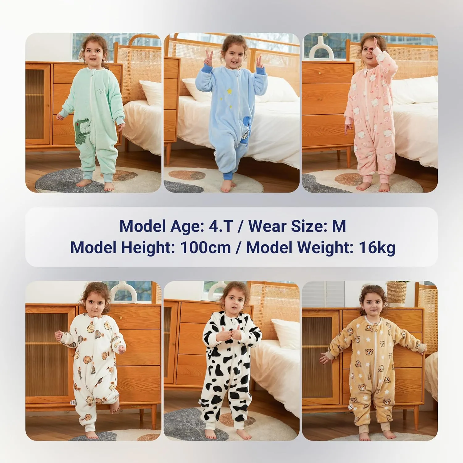 MICHLEY Flannel Baby Sleeping Bag Unisex Pajamas, Long Sleeve Zipper Wearable Sleeping Sack for Autumn Winter Boys Girls
