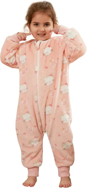 MICHLEY Flannel Baby Sleeping Bag Unisex Pajamas, Long Sleeve Zipper Wearable Sleeping Sack for Autumn Winter Boys Girls