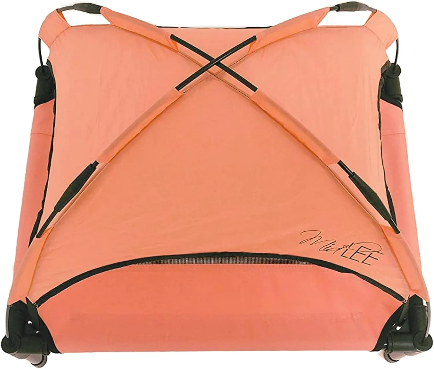 Midlee Salmon Dog Cot with Canopy (18" x 24")-Elevated Dog Bed Cooling Mesh Outside Patio Shade Mesh