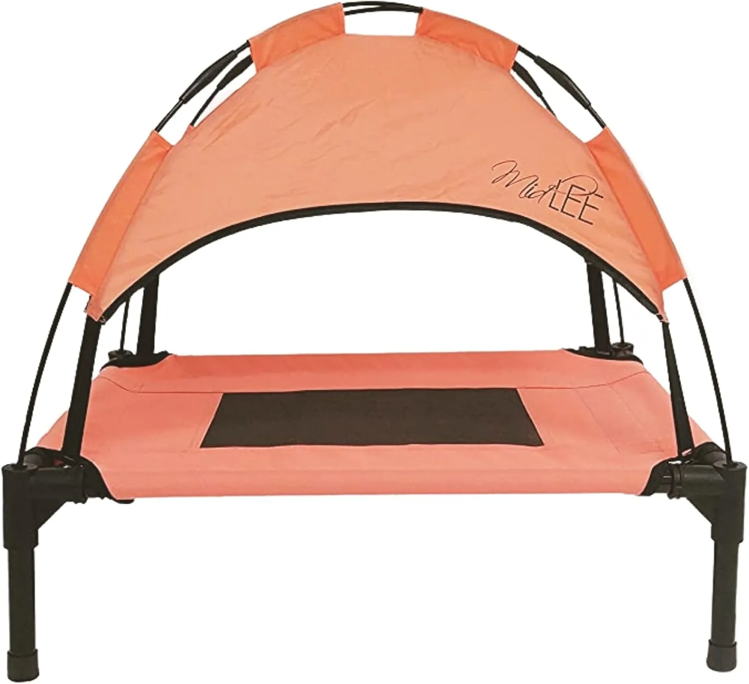 Midlee Salmon Dog Cot with Canopy (18" x 24")-Elevated Dog Bed Cooling Mesh Outside Patio Shade Mesh