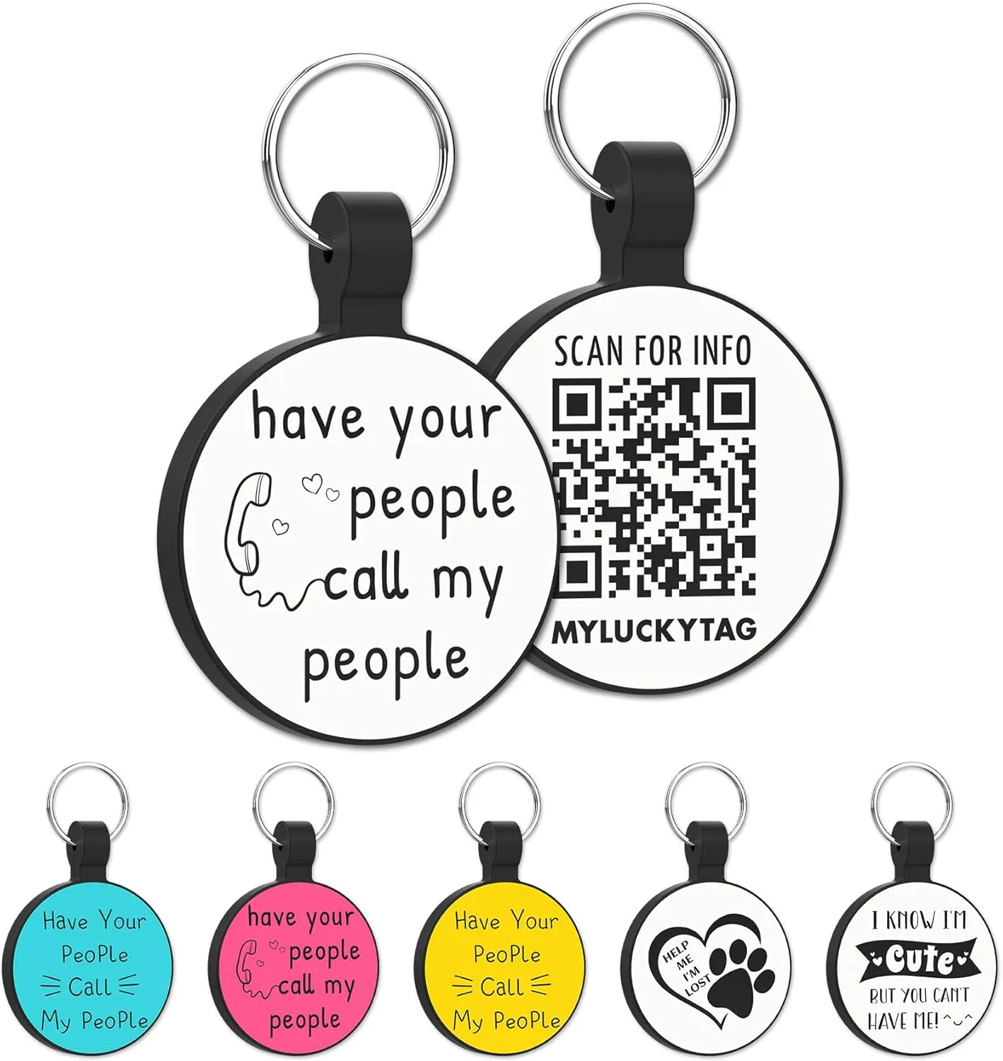 MYLUCKYTAG QR Code Silicone Dog Cat Tag with Online Pet Profile, Location Alert, Quiet & Durable