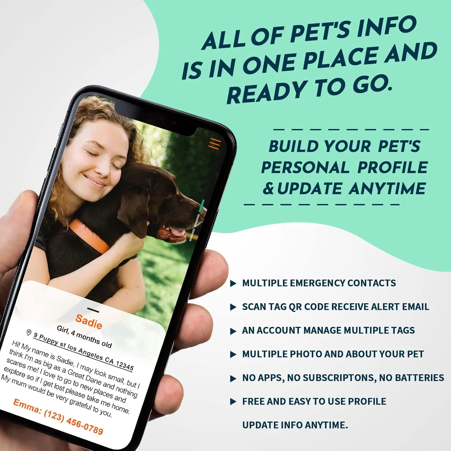 MYLUCKYTAG QR Code Silicone Dog Cat Tag with Online Pet Profile, Location Alert, Quiet & Durable