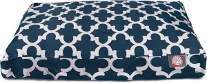 Navy Trellis Large Rectangle Indoor Outdoor Pet Dog Bed With Removable Washable Cover By Majestic Pet Products