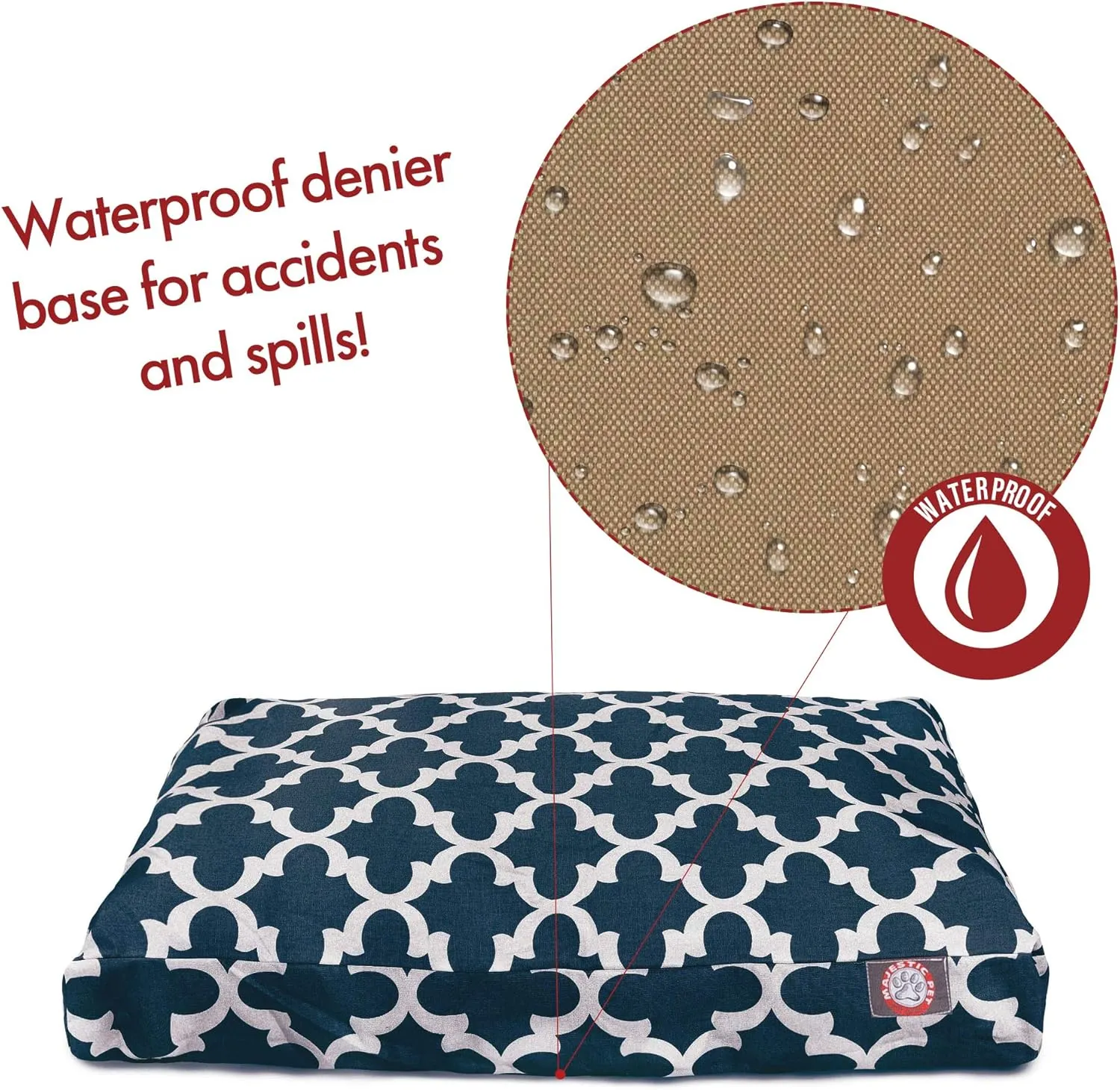 Navy Trellis Large Rectangle Indoor Outdoor Pet Dog Bed With Removable Washable Cover By Majestic Pet Products