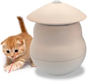 [Newly Upgraded] Automatic Laser Cat Toy,Interactive Cat Laser Toys Tumbler Design, Automatic 360 Rotation Laser Cat Toy, USB Charging 3 Modes Real Random Trajectory for Bored Indoor