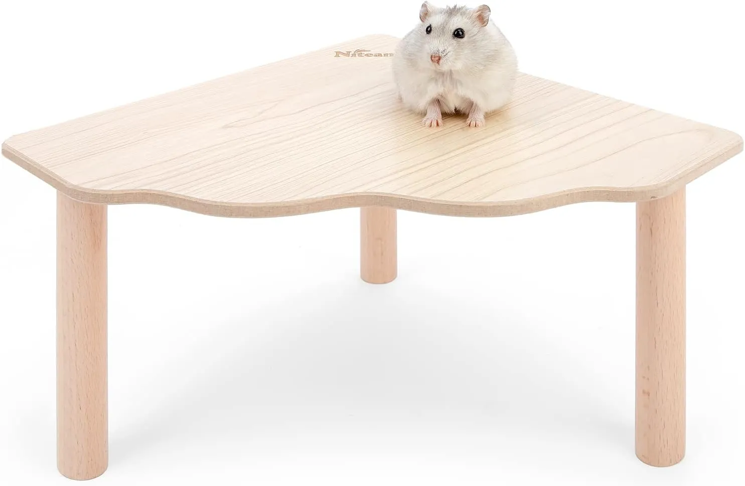 Niteangel Hamster Play Wooden Platform for Dwarf Syrian Hamsters Gerbils Mice Degus or Other Small Pets (Triangle - 5.9'' Height, Burlywood)