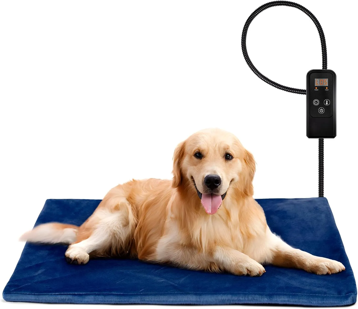 Niubya Pet Heating Pad for Dogs, Adjustable Temperature and Waterproof Electric Heated Mat with Timer, Chew Resistant Cord and Soft Velvet Washable Cover
